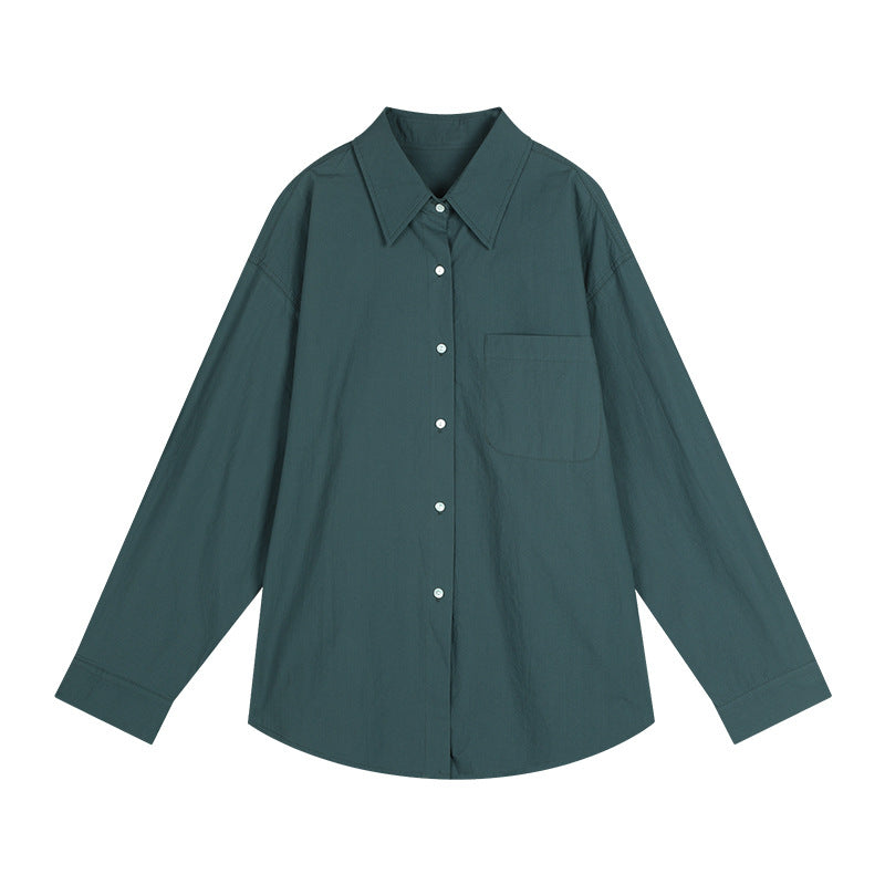 Dame afslappet oversized skjorte med fin struktur og brystlomme Stilla