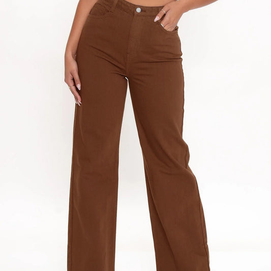 Dame afslappede højtaljede jeans i bred pasform med elegante sømdetaljer Stilla