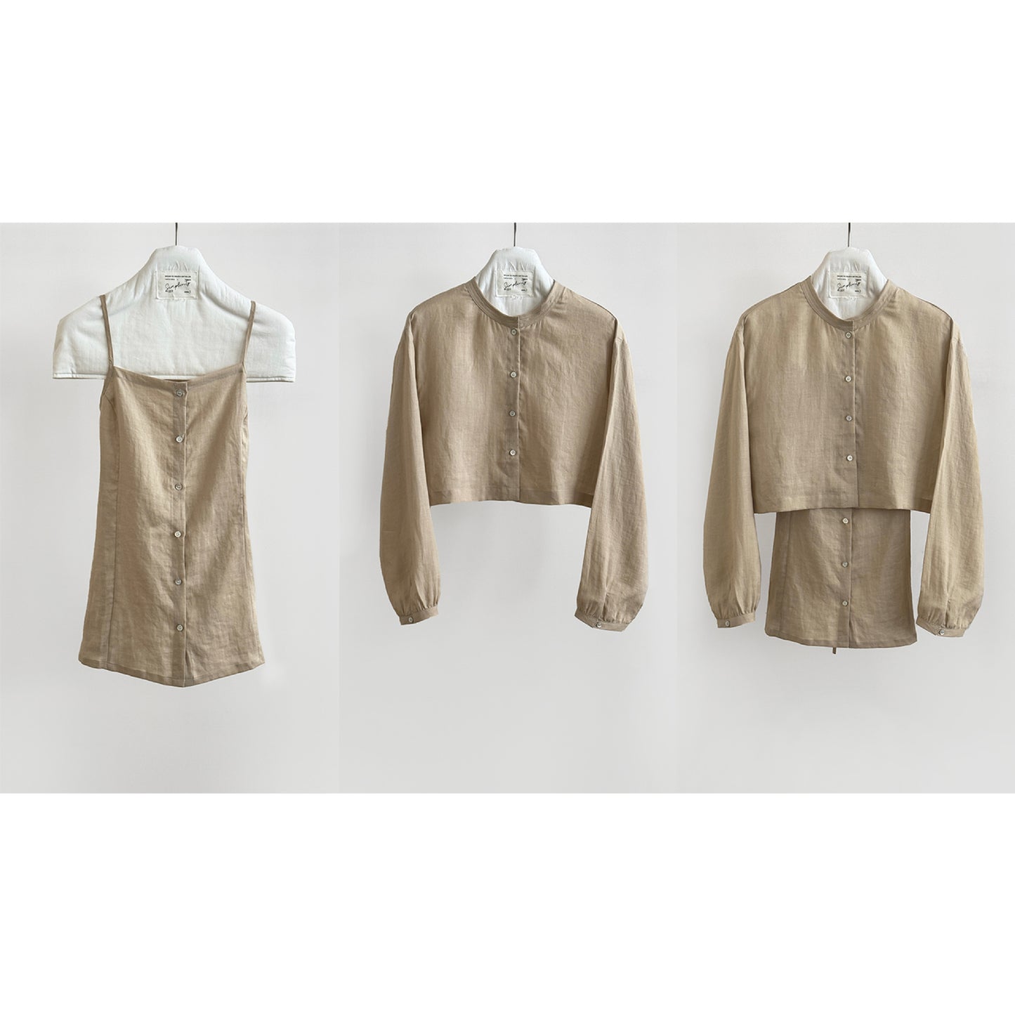 Dame afslappet linnedjakke med knaplukning og voluminøse ærmer Stilla