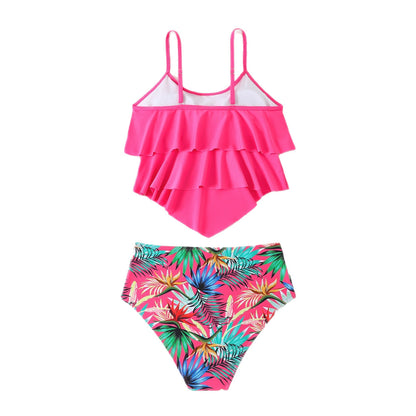 Dame heldragt badetøj med smukt flæse-design og farverige palmemotiver Stilla