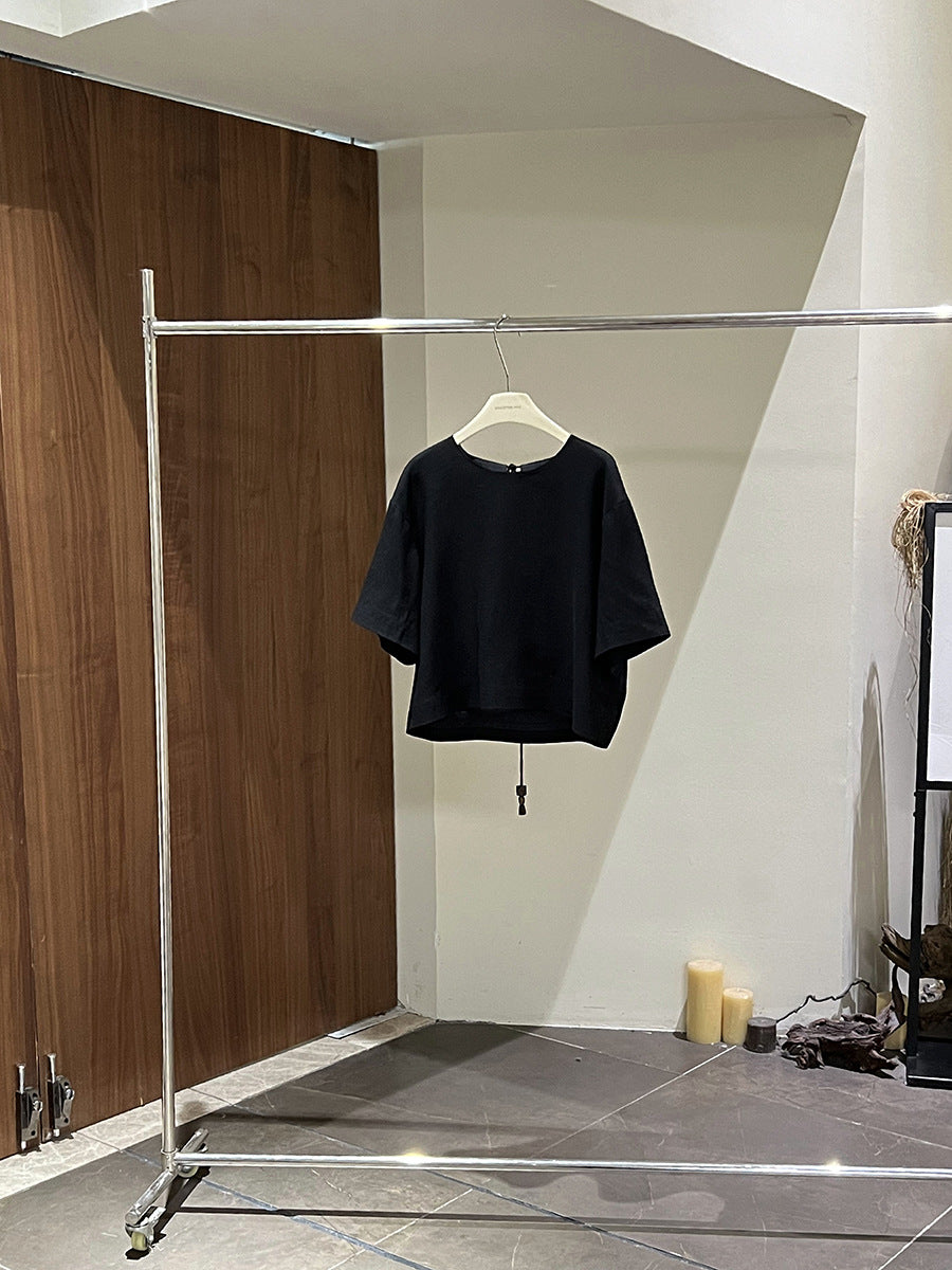 Dame afslappet oversized bluse med variable knude detaljer Stilla