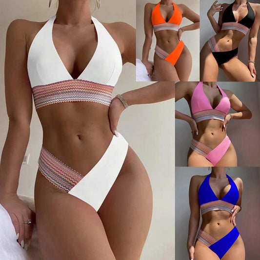 Dame Triangel-Bikini-Sæt med kontrasterende Bandeau-detaljer og materiale af høj kvalitet elastrisk Stilla