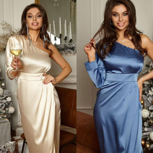 Dame Elegant Chiffon Aftenkjole med asymmetrisk Udsnit Stilla