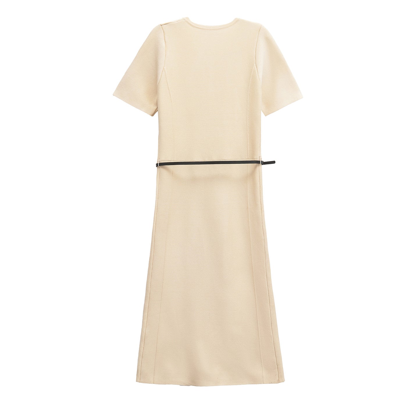 Dame A-linie knap-maxi kjole med bælte Stilla