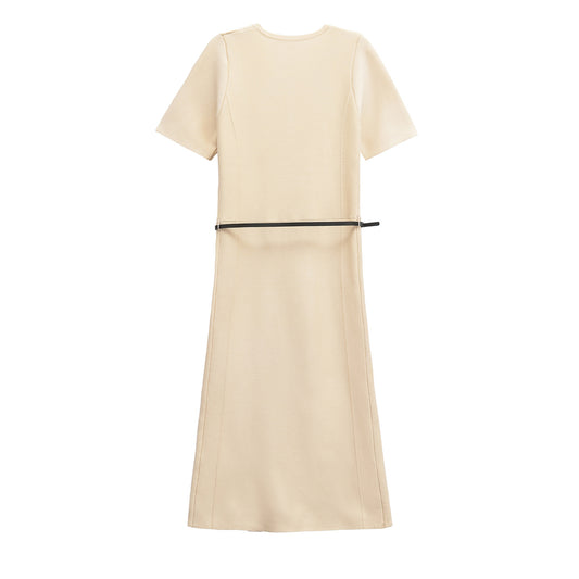 Dame A-linie knap-maxi kjole med bælte Stilla