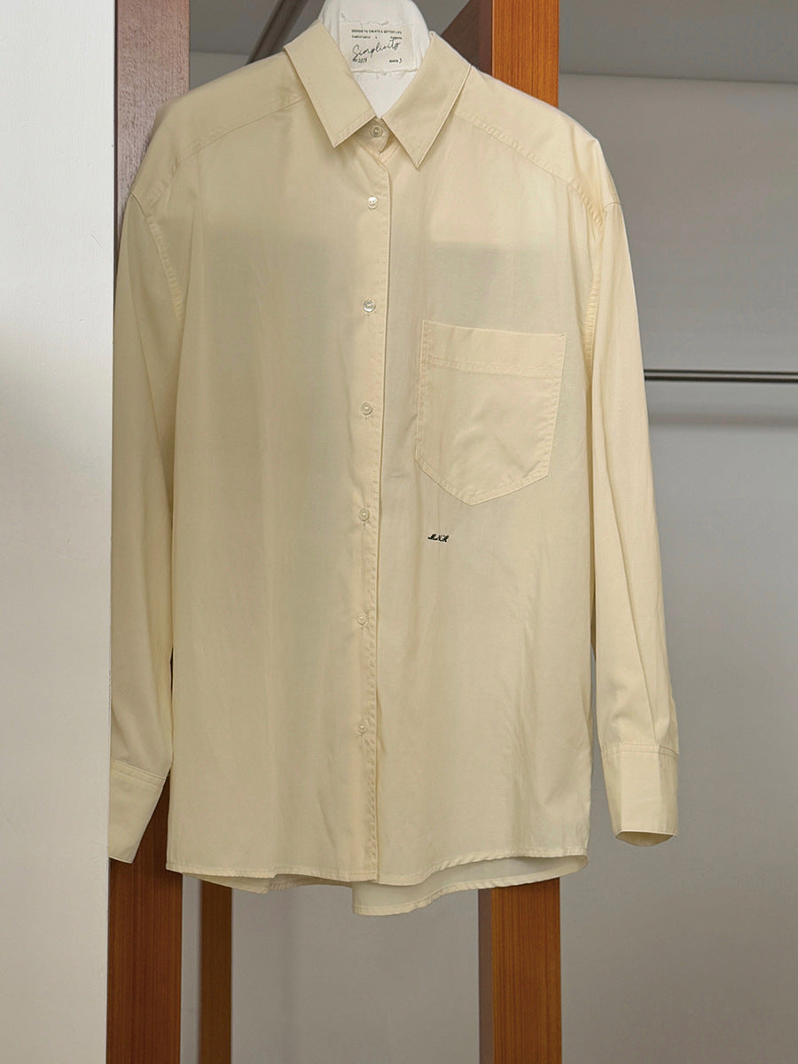 Dame afslappet langærmet skjorte med moderne snit og praktisk lomme-design Stilla