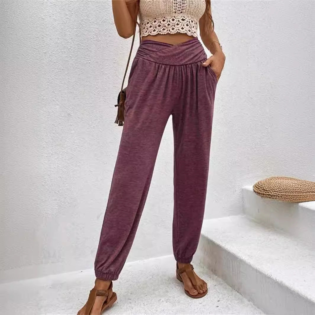 Dame afslappet harem bukser med elastisk talje og lommer Stilla