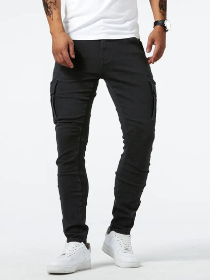 Herrer Cargo-Jeans med Slim-Fit snit og praktiske sidelommer Stilla