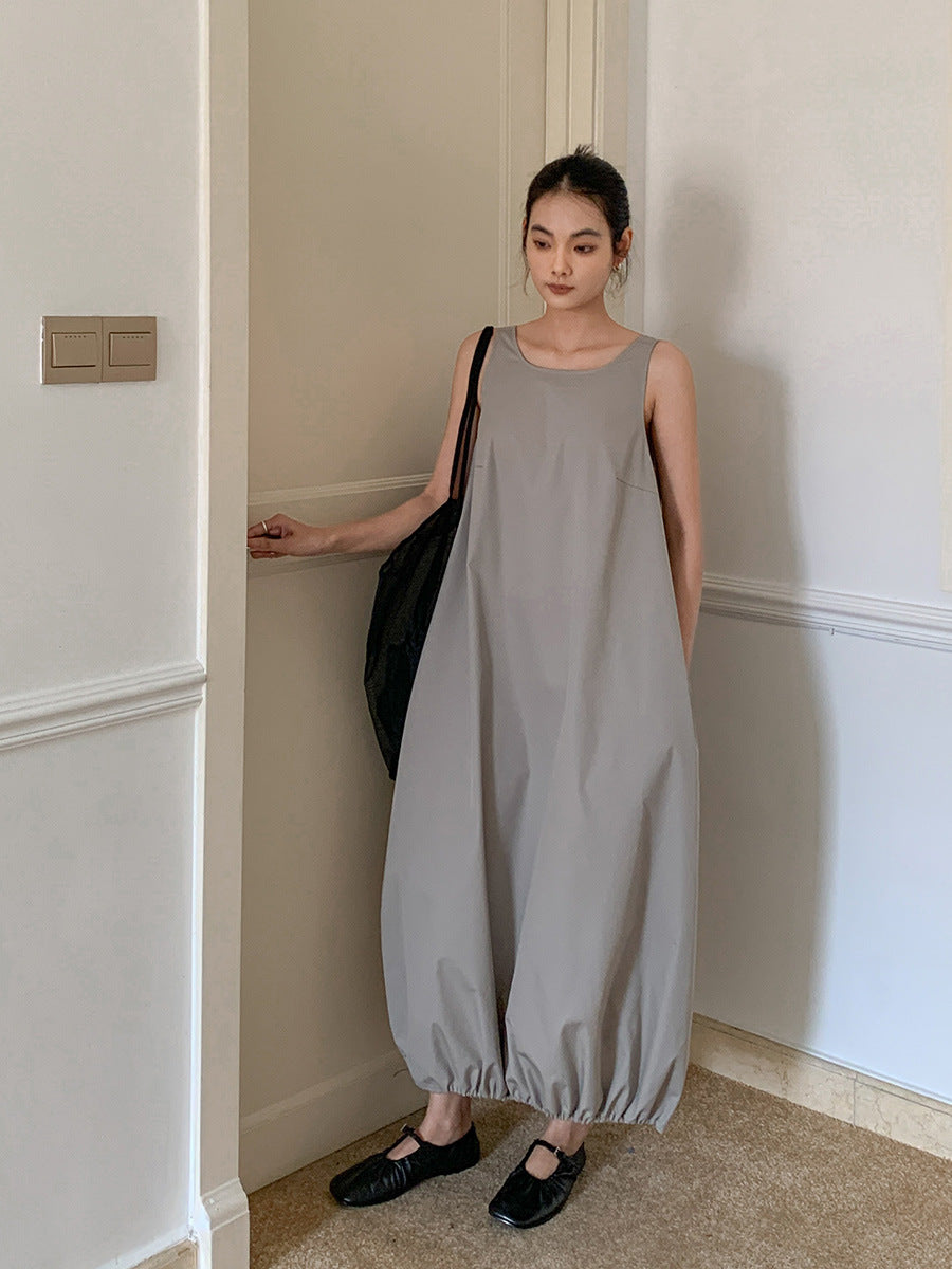 Dame afslappet Maxikjole med vidde udskåret nederdel og elastisk afslutning Stilla