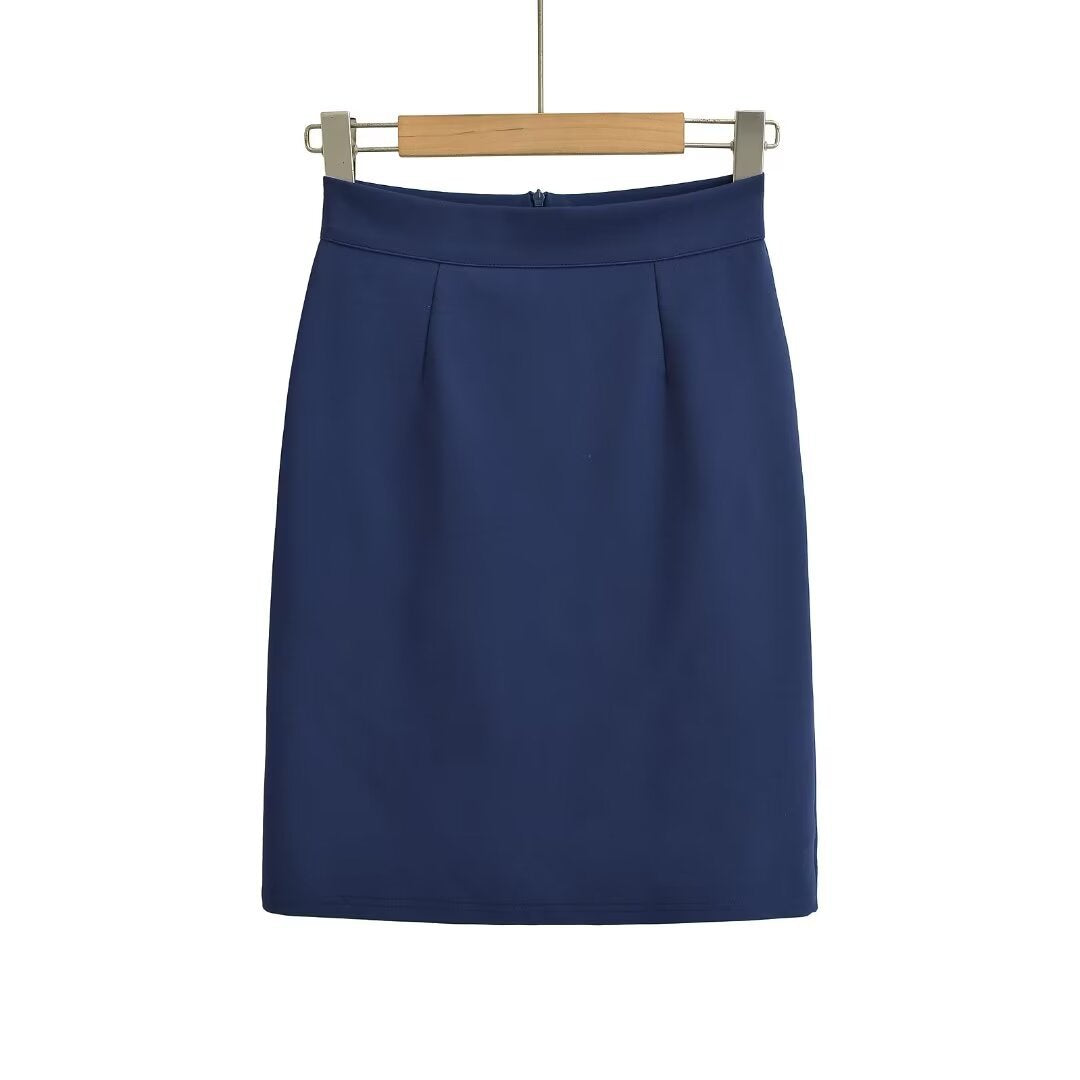 Dame elegant blyantskjørt med raffineret plissédesign og glat materiale Stilla