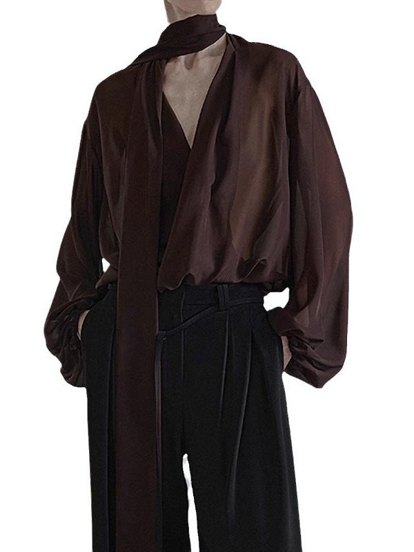 Dame elegant bluse med flydende snit og innovativt indpakningsdetalje Stilla