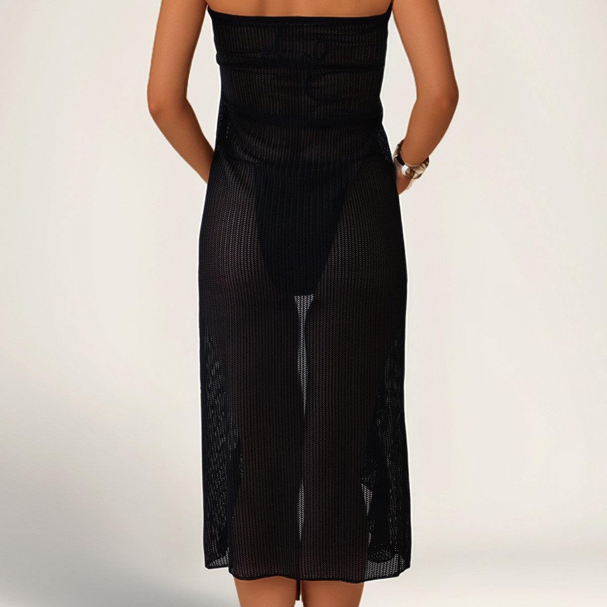 Dame Elegant flydende bade nederdel med sidelange slids og dekorativ lukning Stilla