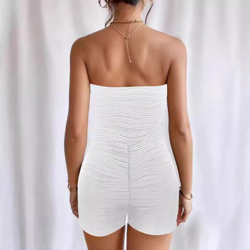 Dame ærmeløs jumpsuit med rynket design Stilla