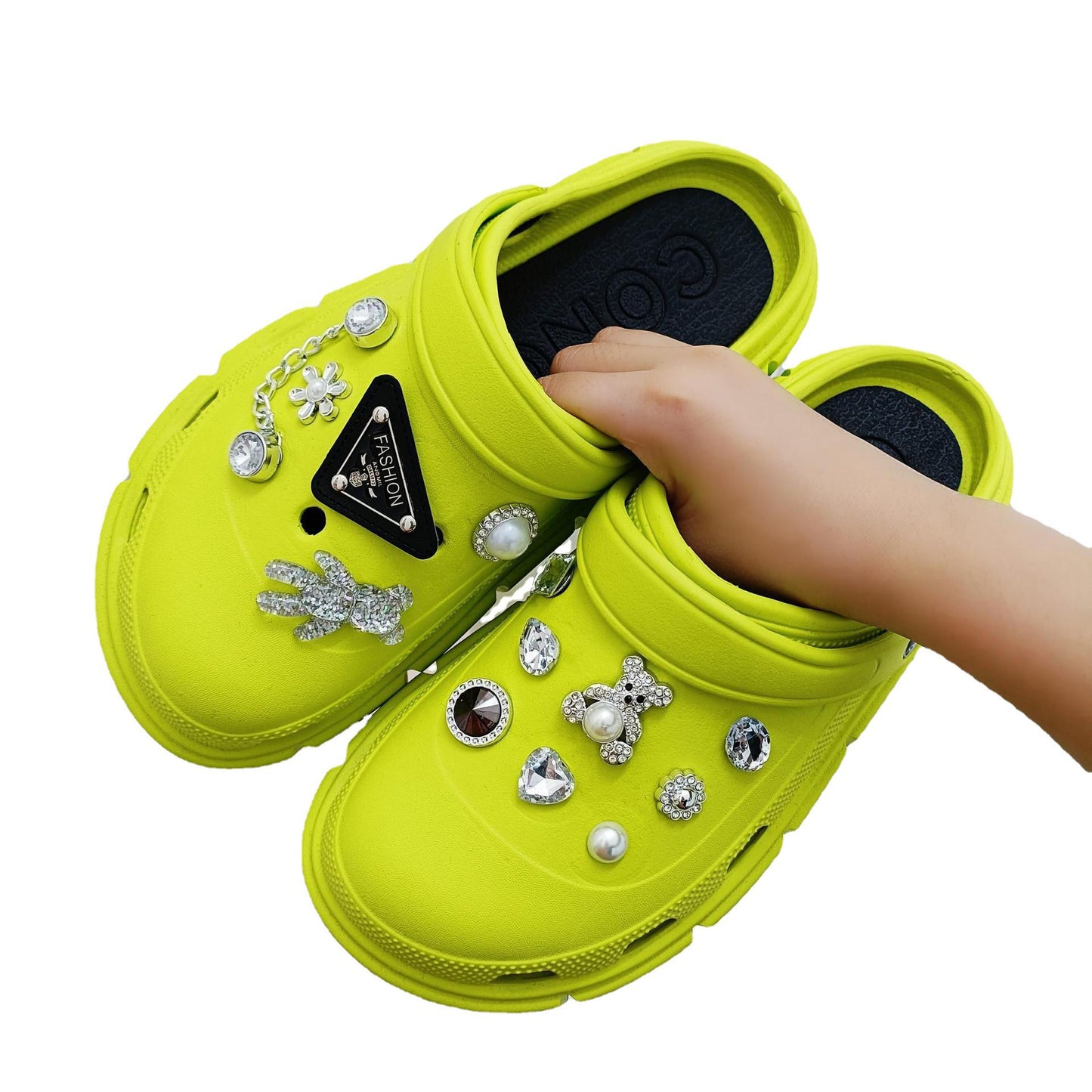 Dame dekorerede og modige clogs med strassdekorationer Stilla