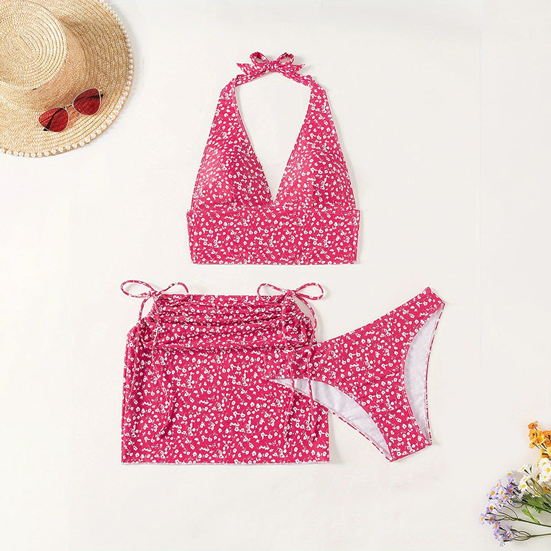 Dame Crop-Top og Wrap-nederdel sæt med floralt design Stilla