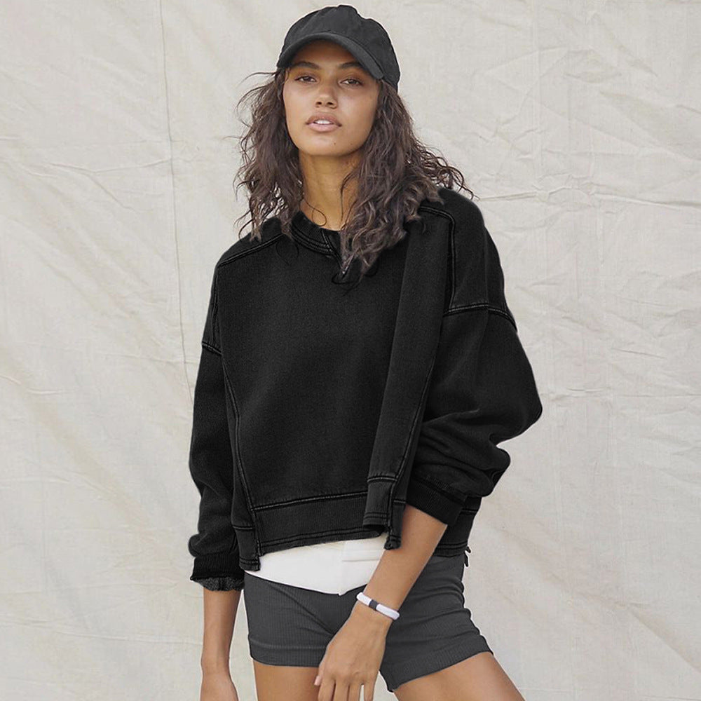 Dame afslappet oversized sweatshirt med strategiske syninger Stilla