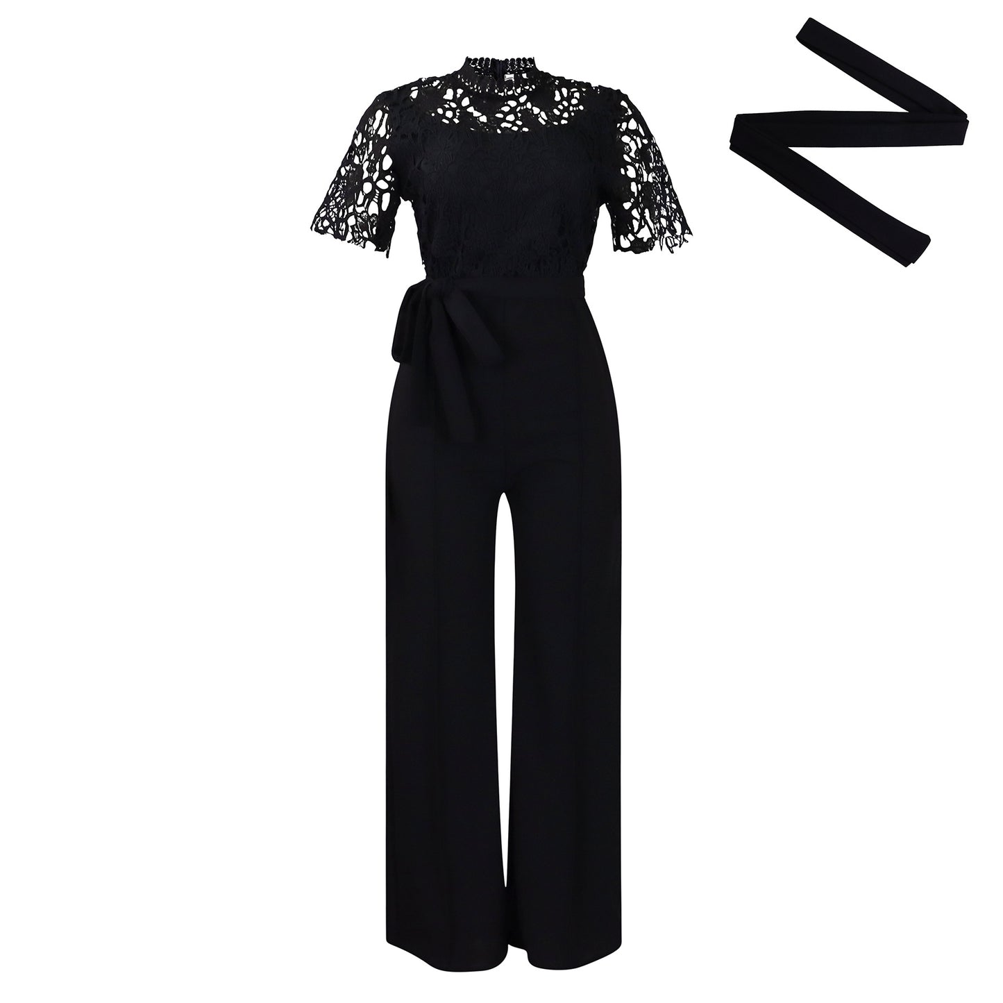 Dame Elegant Jumpsuit med raffineret spids top og vide ben Stilla