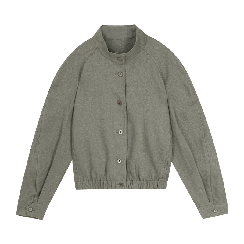 Dame afslappet jakke med knaplukning og elastisk talje Stilla