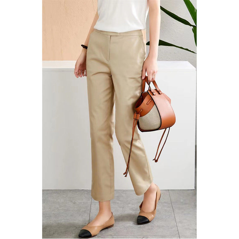 Dame elegant Chino bukser med høj talje og lige ben Stilla
