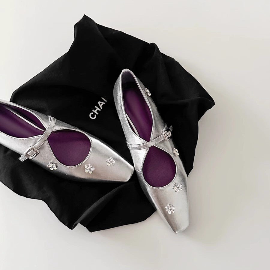 Dame Dekorative Strass Mary Jane Ballerinaer Stilla