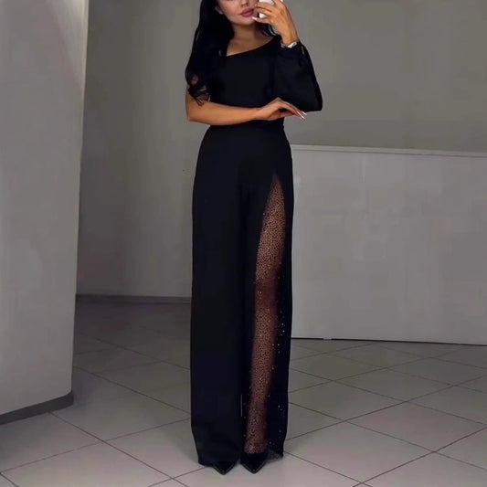 Dame Elegant Høj Slids Jumpsuit Stilla