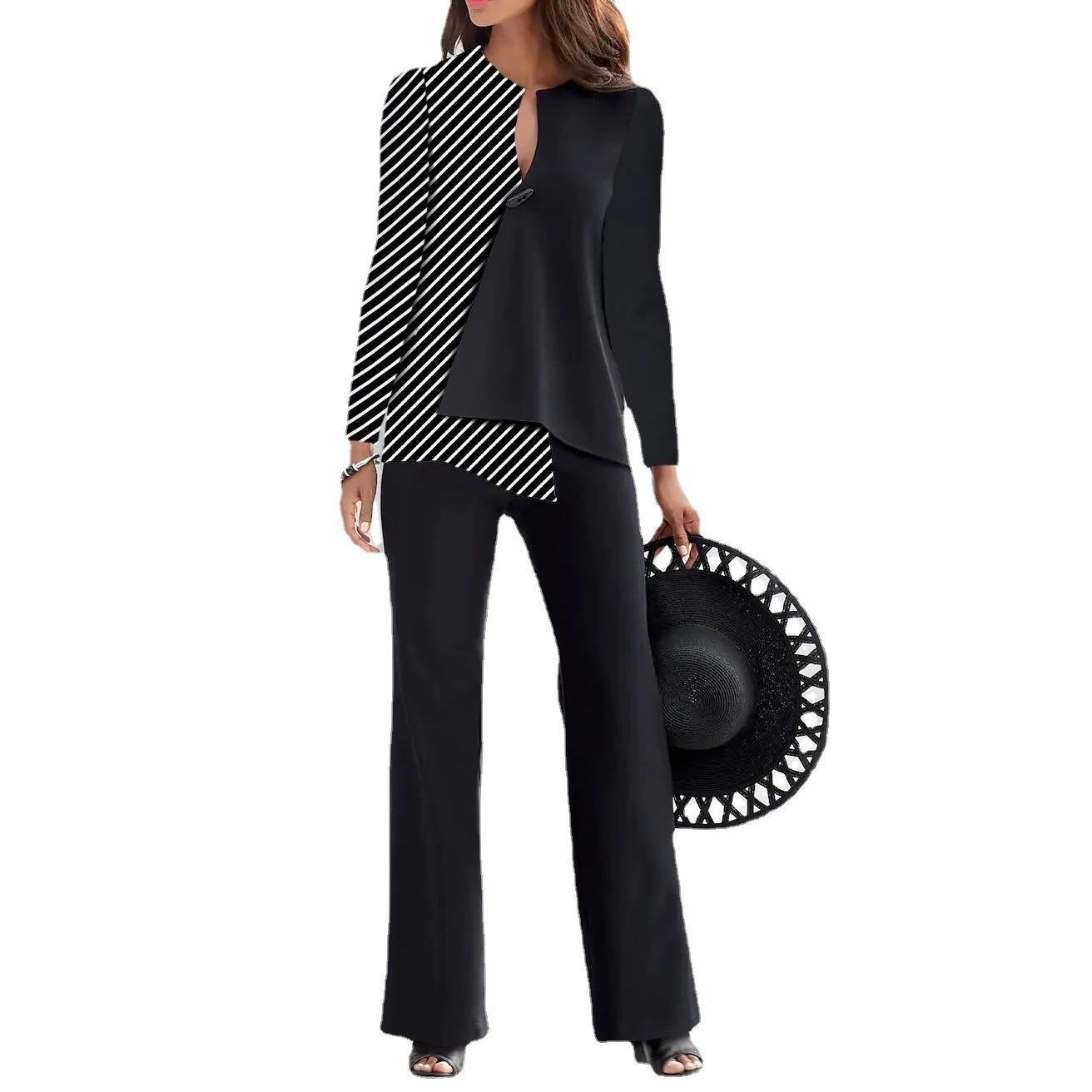 Dame elegant jumpsuit med asymmetrisk snit og lange ærmer Stilla