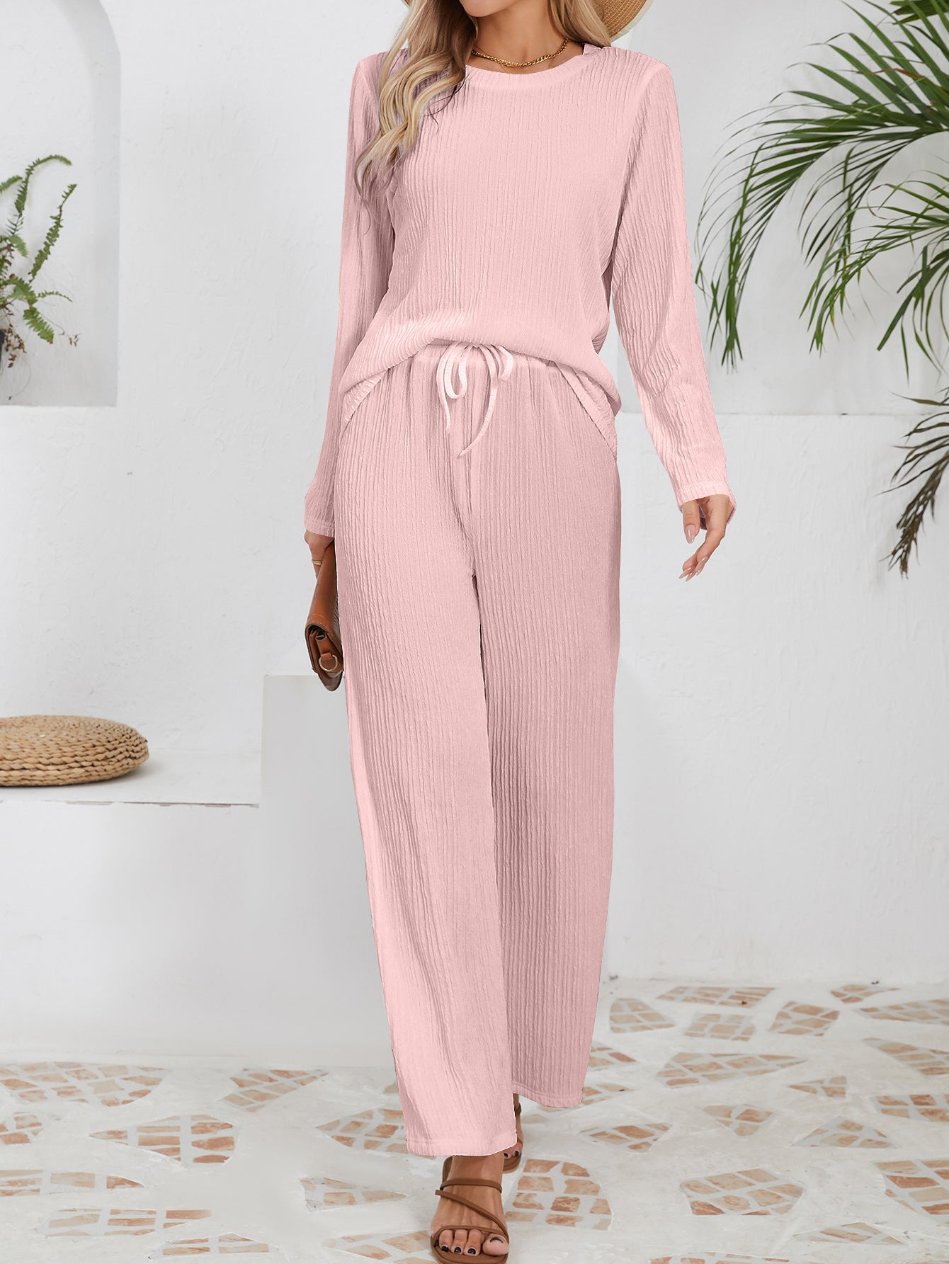 Dame afslappet lounge-sæt med bred pasform og elastisk bånd Stilla