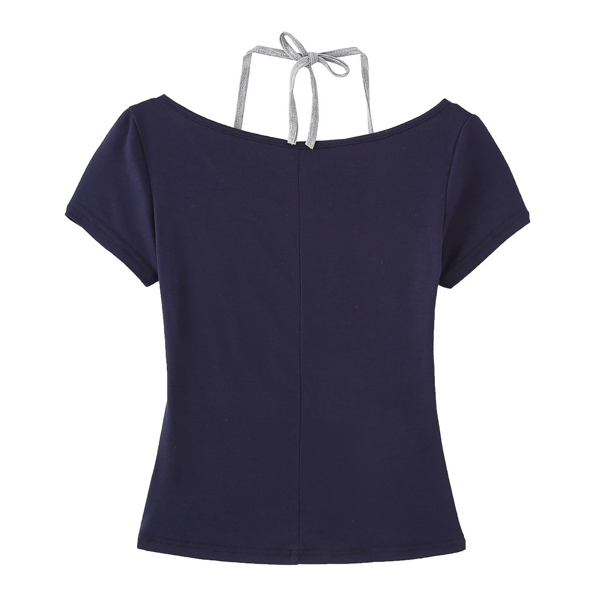 Dame Cropped T-shirt med justerbare spaghetti-stropper og knapdetaljering Stilla