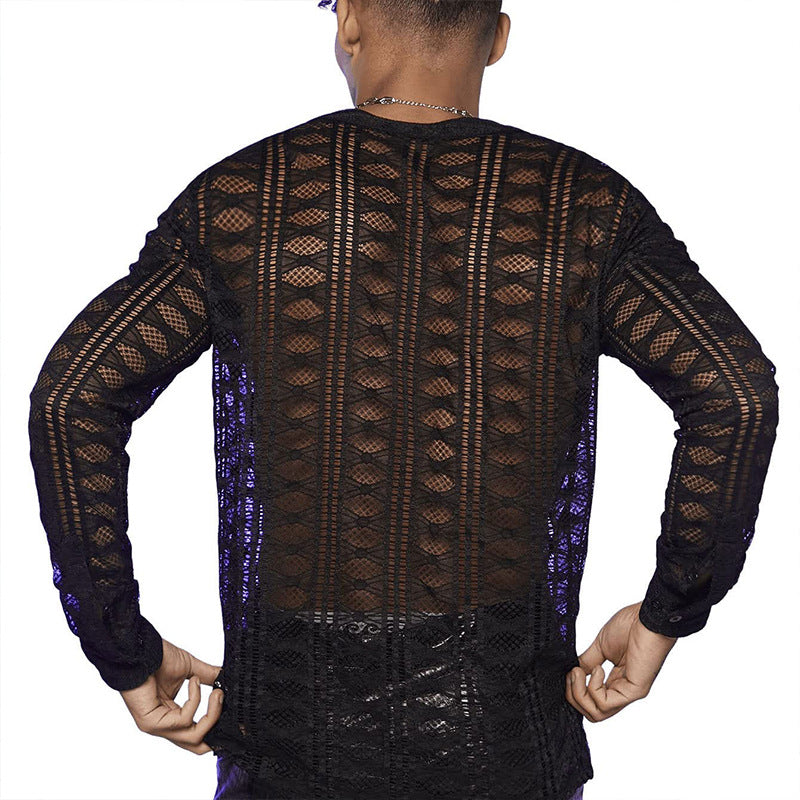 Dame afslappet bluse med fin hæklet udseende og moderne V-udskæring Stilla