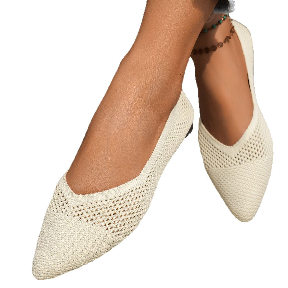 Dame elastiske og åndbare ballerinaer med spidst design Stilla