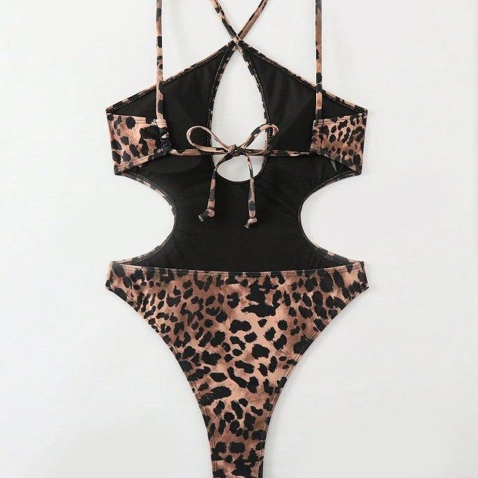 Dame Einteiler Badedragt med unikt cut-out-design og dyremønster Stilla