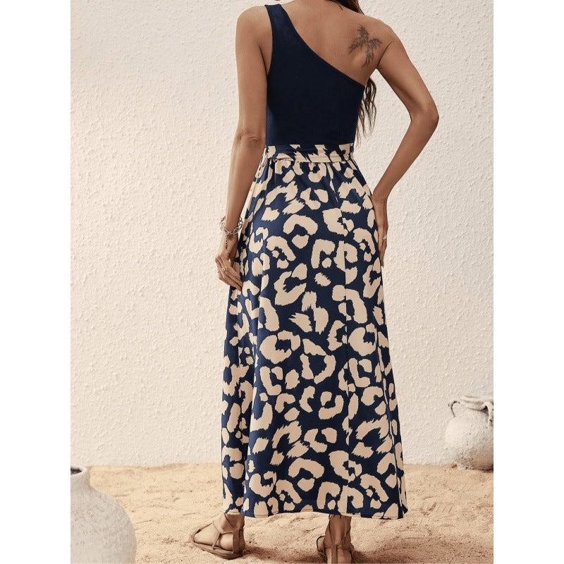 Dame Elegant En-Skulder Maxi Kjole Stilla