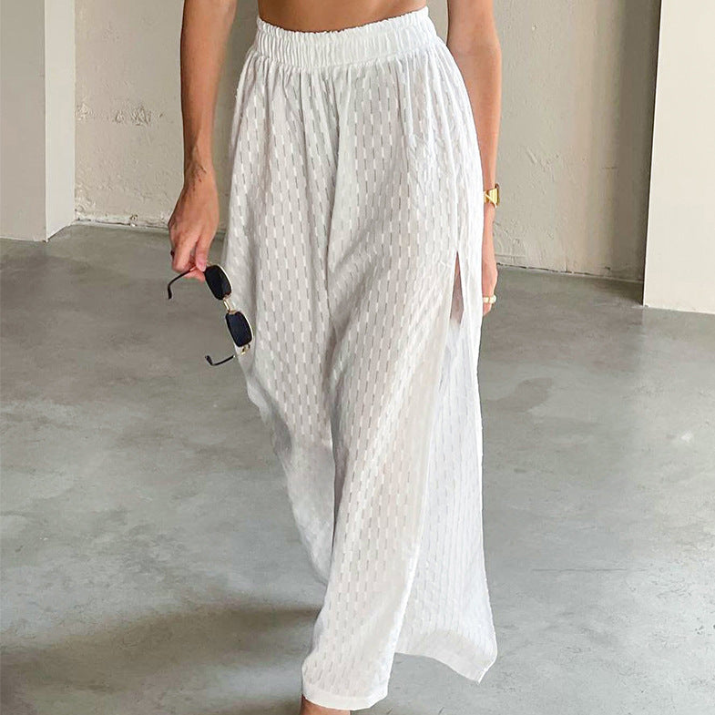 Dame Crop-Top og afslappede Palazzo-bukser med høj talje Stilla