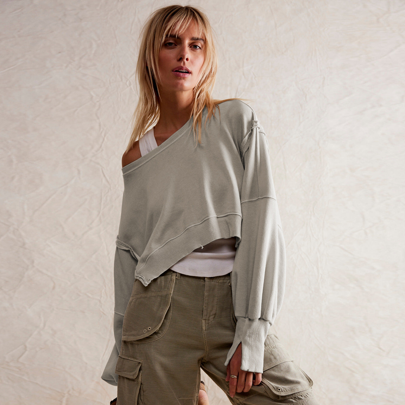 Dame afslappet oversized sweater med voluminøse ærmer og blødt materiale Stilla