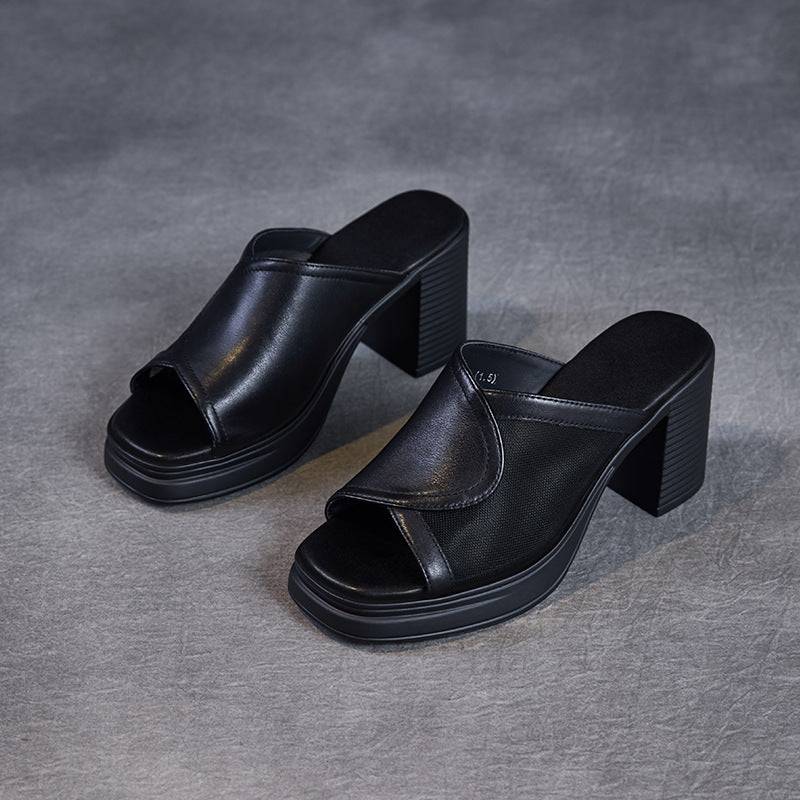 Dame Åben Tå Blokhæl Mules Stilla