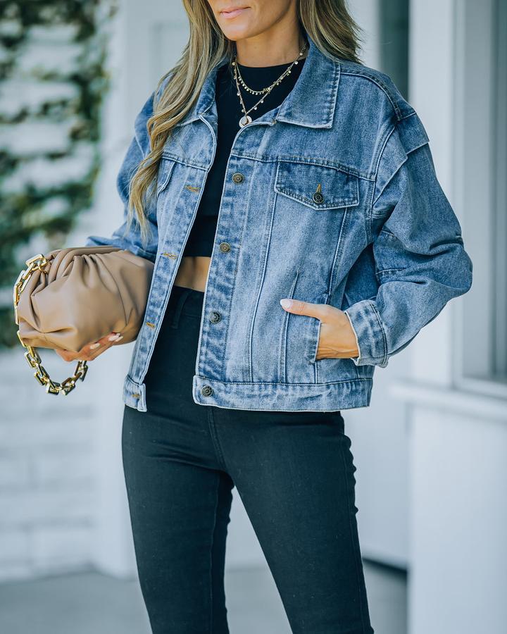 Dame Denim-jakke i afslappet oversized-snits Stilla