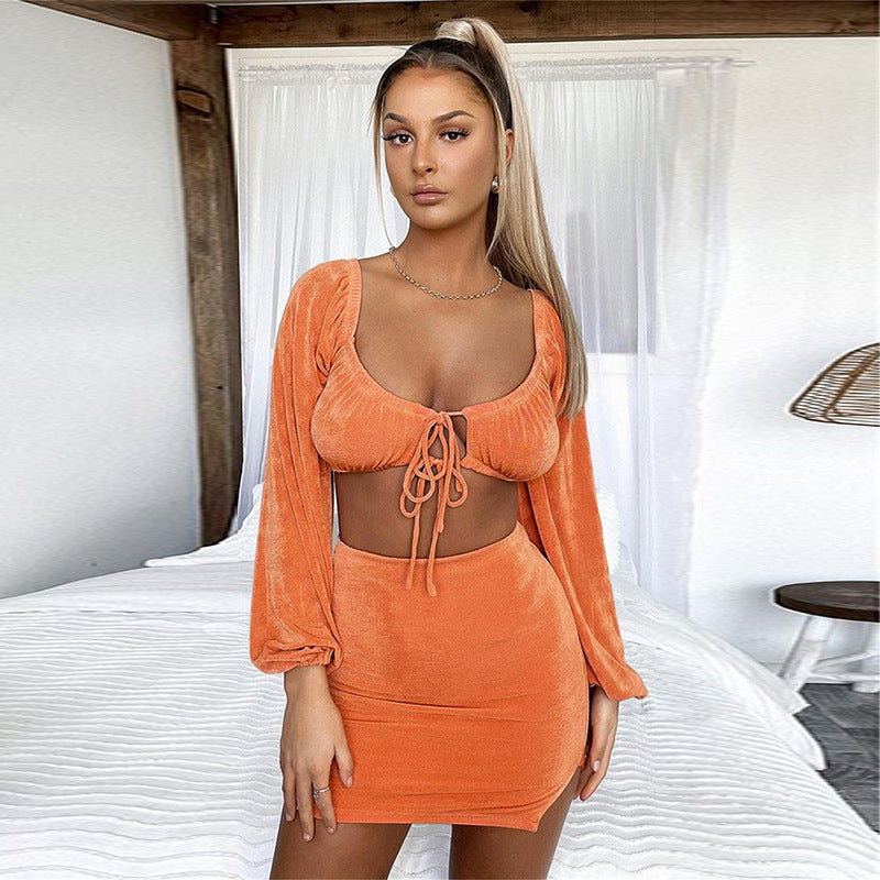 Dame Crop-Top og Mini nederdel Ensemble Stilla