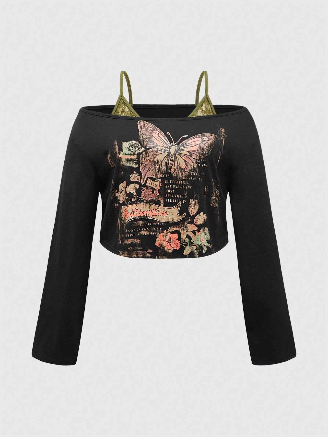 Dame cropped top med kreativ grafiktryk og afslappet snit Stilla