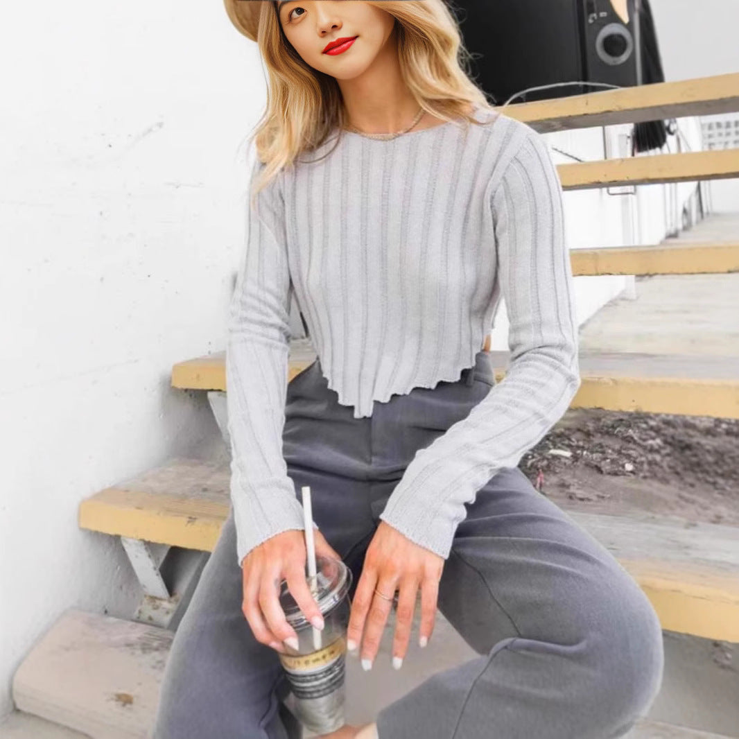 Dame cropped strikoverdel Stilla