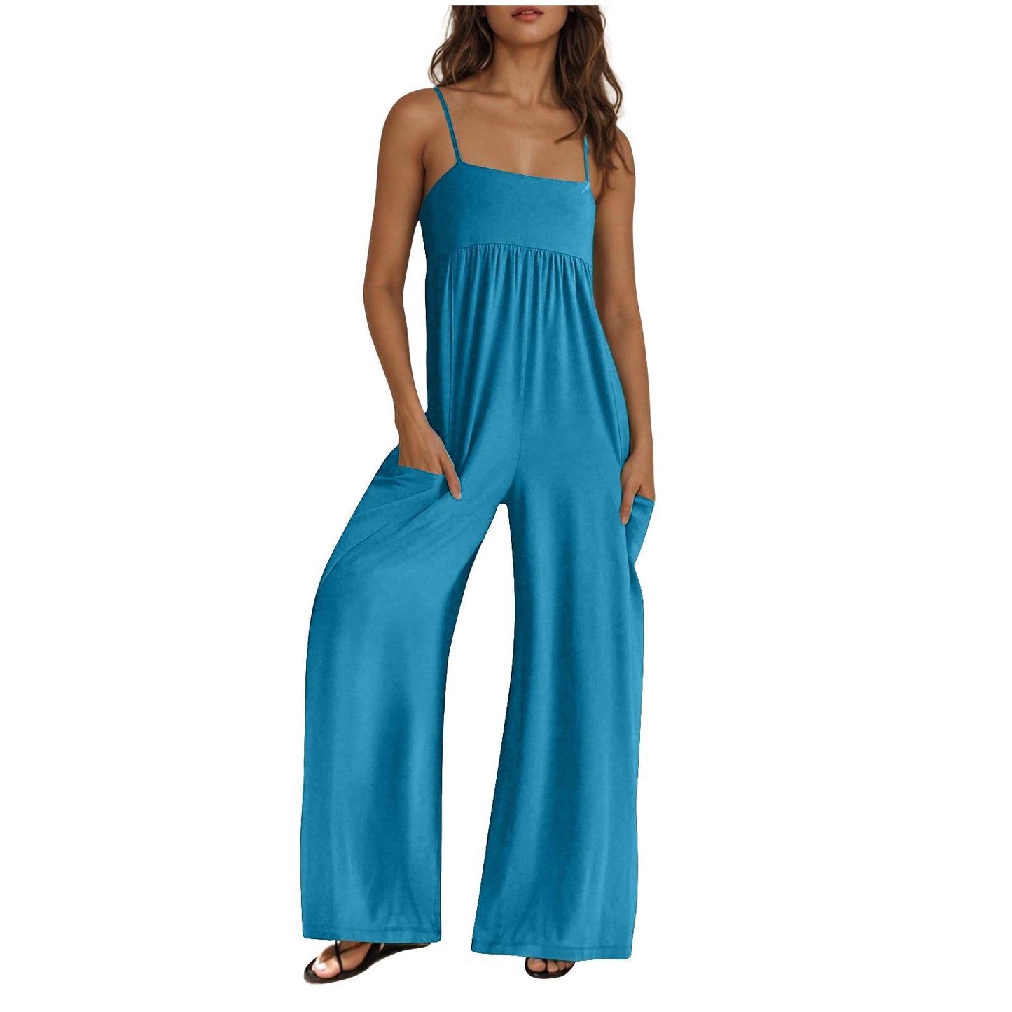 Dame elegant Jumpsuit med bred ben og praktiske lommer Stilla