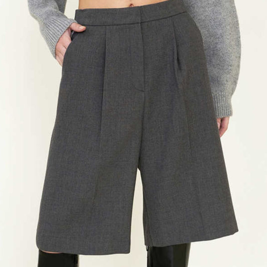 Dame elegant casual culotte med klassiske folder og høj talje Stilla