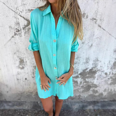 Dame afslappet skjortekjole lavet af kvalitet viscose-blanding Stilla