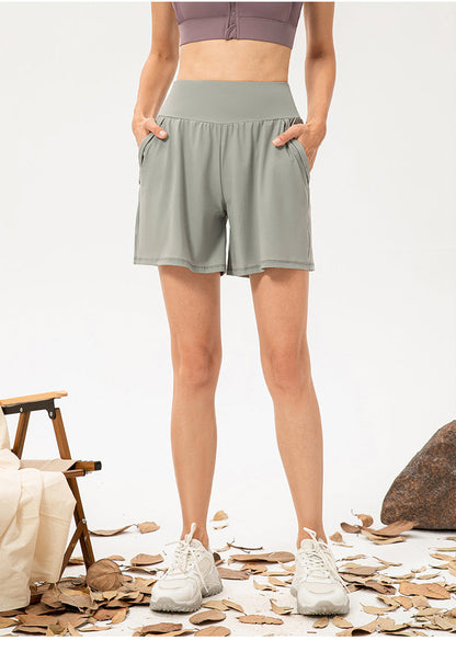 Stilla | High Waist Slimming a Line Sports Shorts Løs Pasform, Åndbar Yoga Fitness Løbeshorts