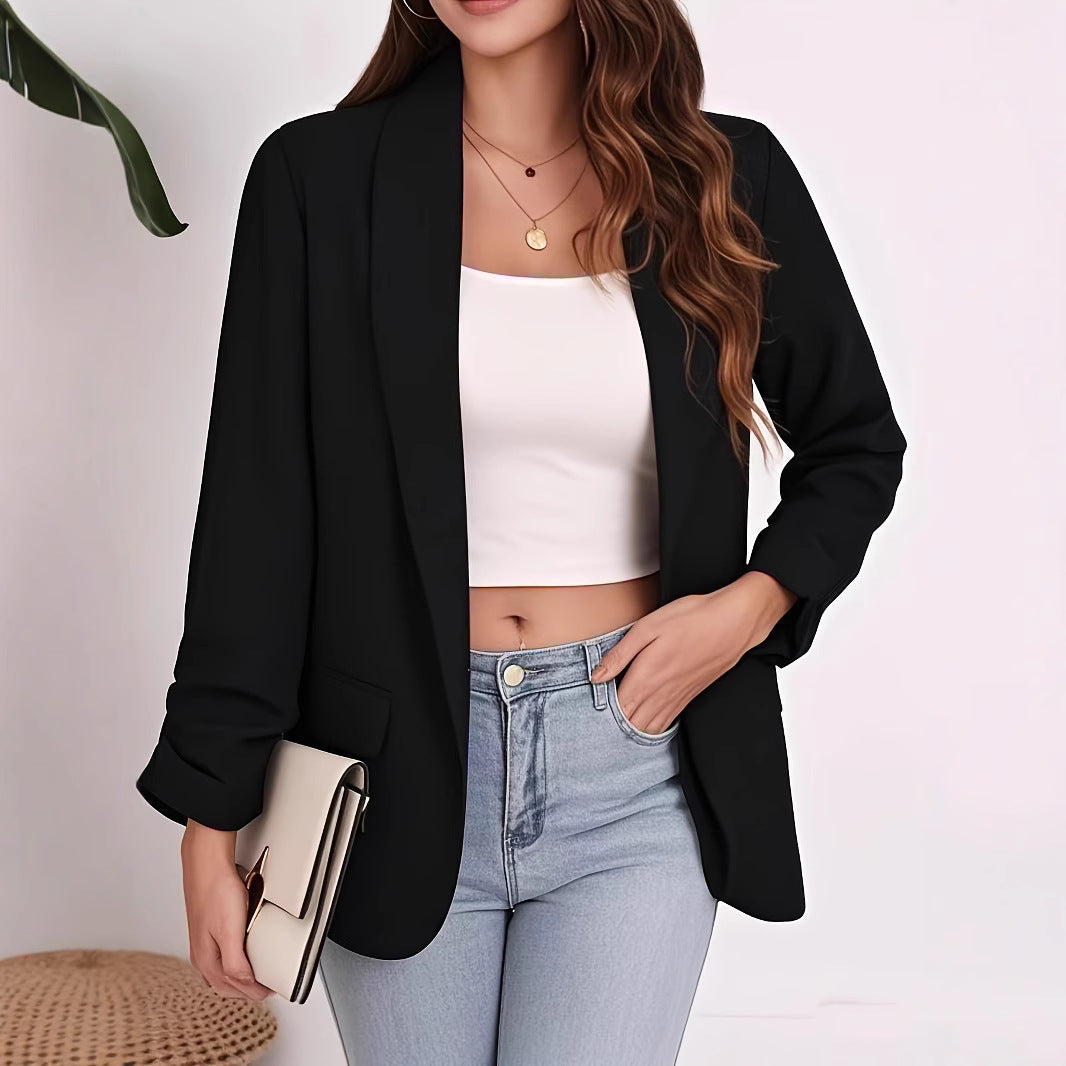 Dame elegant Blazerjakke med smalle revers og praktiske lommer Stilla