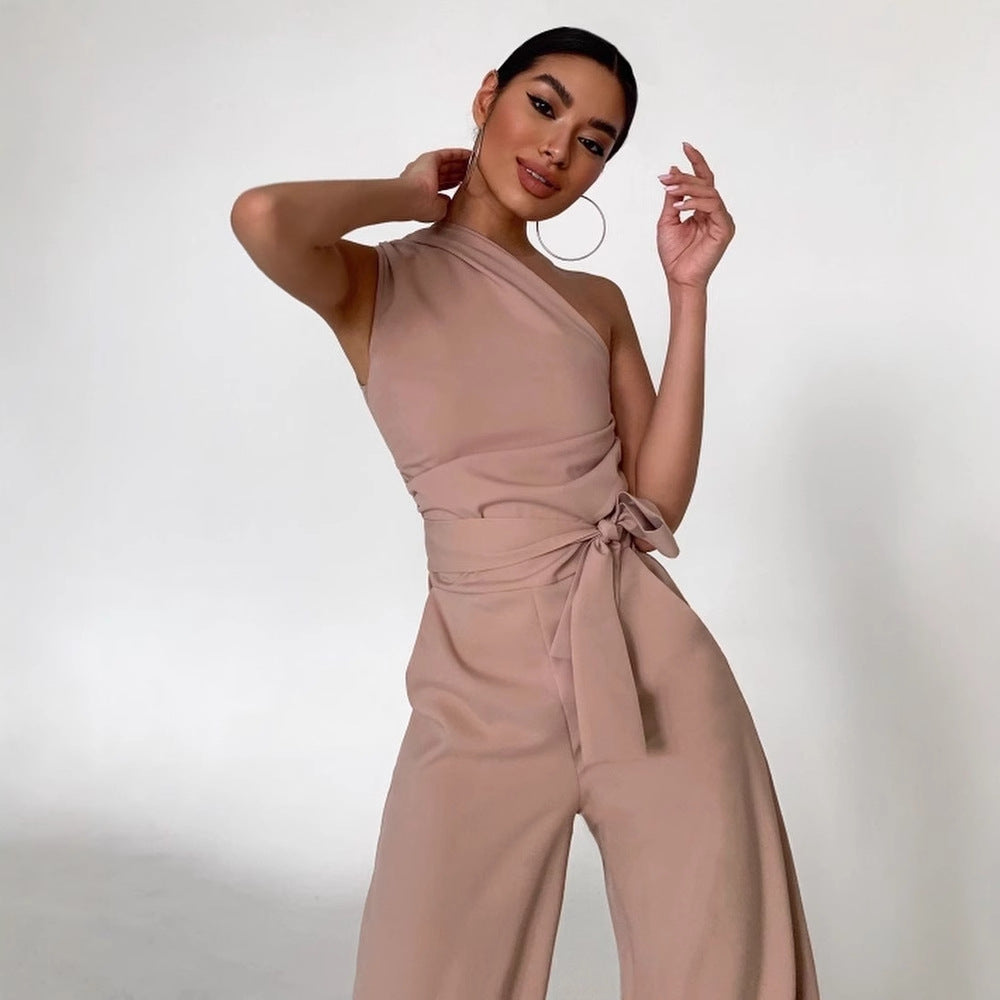 Dame Elegant heldragt med asymmetrisk overdel og bredde ben Stilla