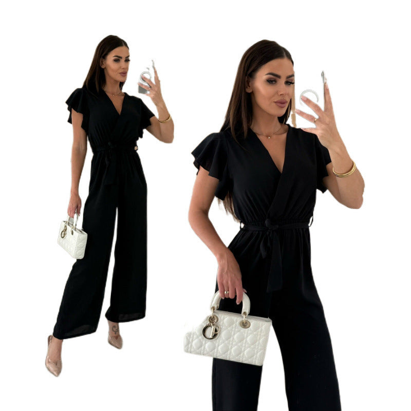 Dame elegant indpakket jumpsuit med flæsekant Stilla