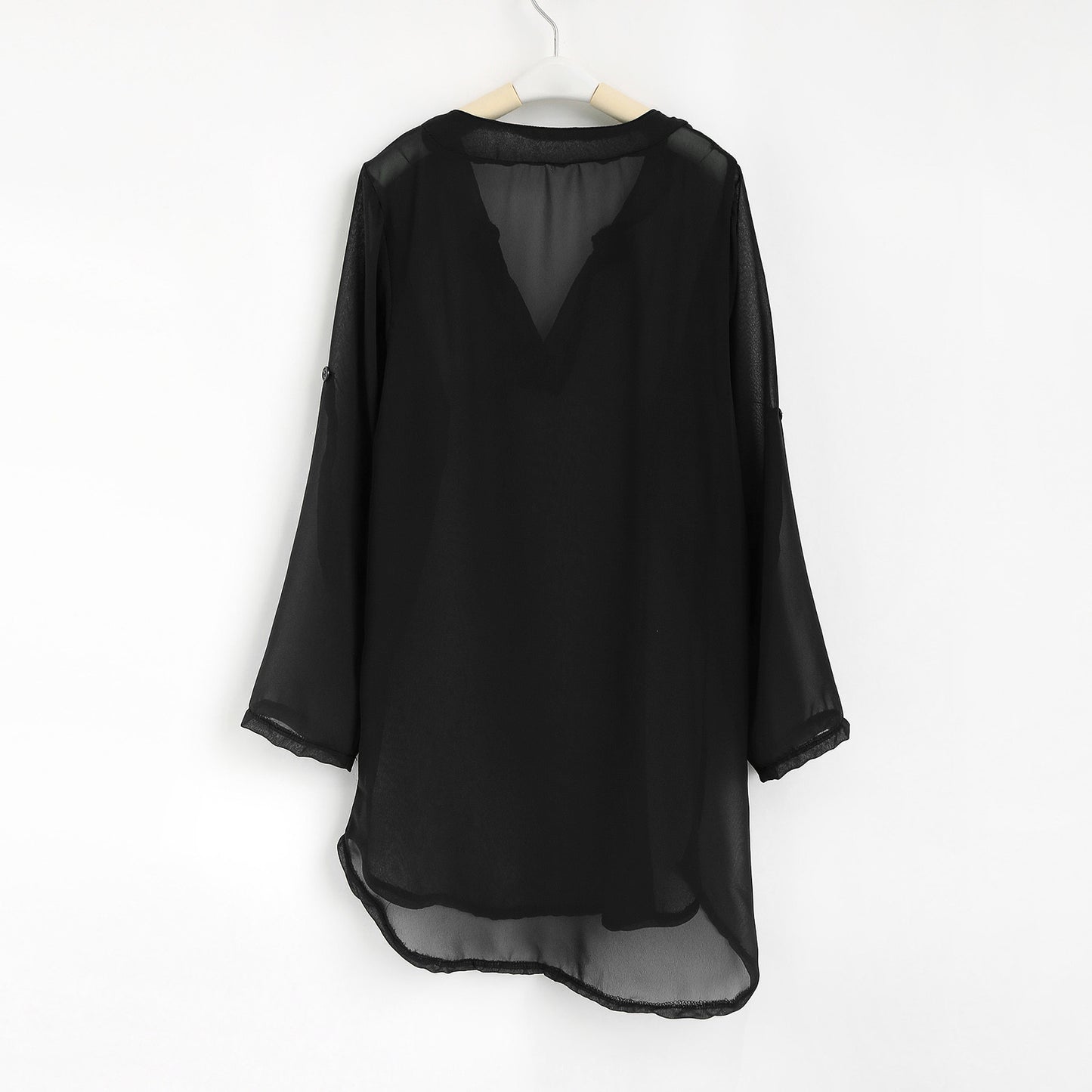 Dame afslappet skjortekjole med forlænget ryg Stilla