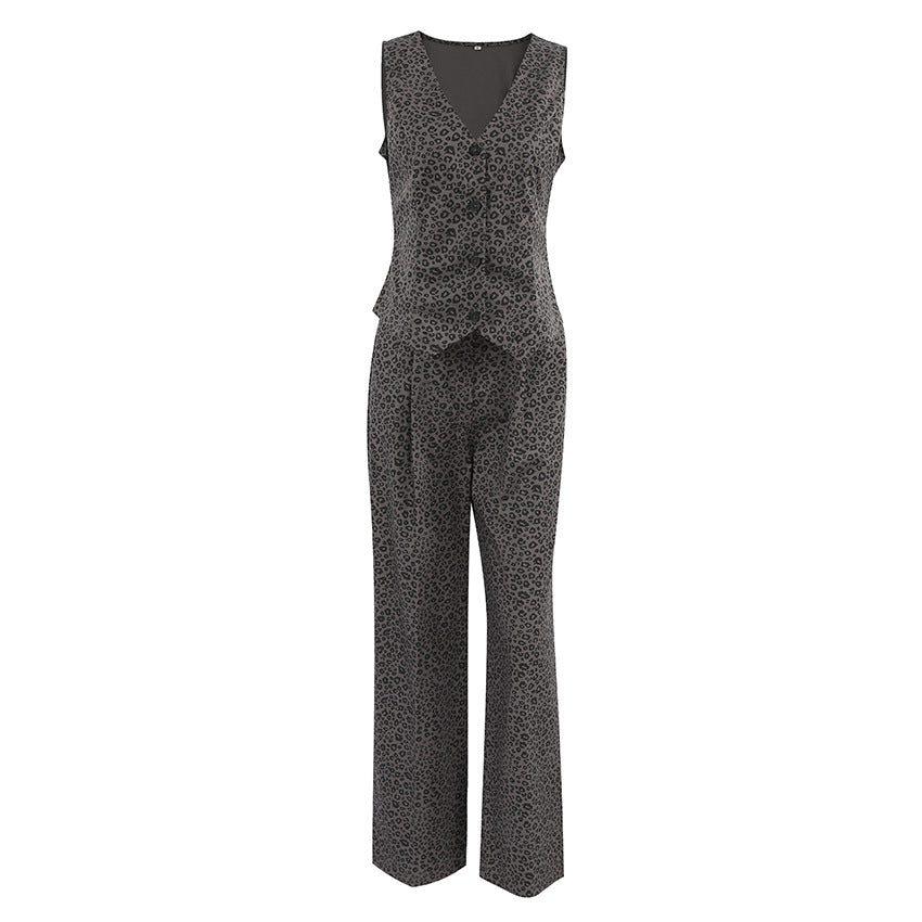 Dame Elegant Jumpsuit med moderne Leopardmønster og komfortable Vidder Stilla