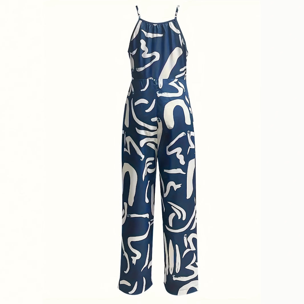 Dame Elegant og afslappet jumpsuit med bredt ben og trendy mønster Stilla