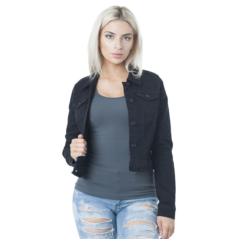 Dame Denim-jakke i moderne cropped-design med funktionelle lommer og casual snit Stilla